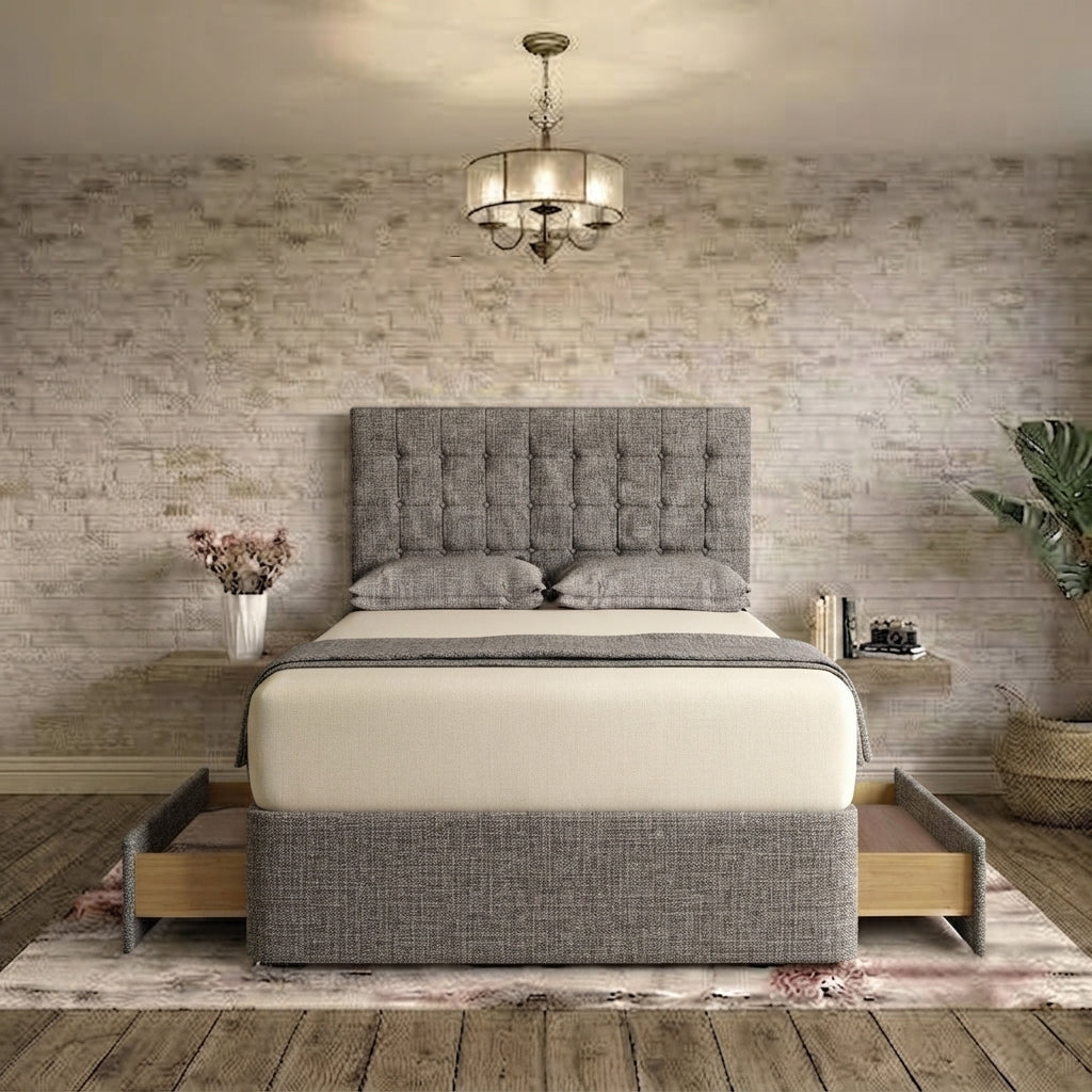 Cube Divan Bed - Graphite Linen