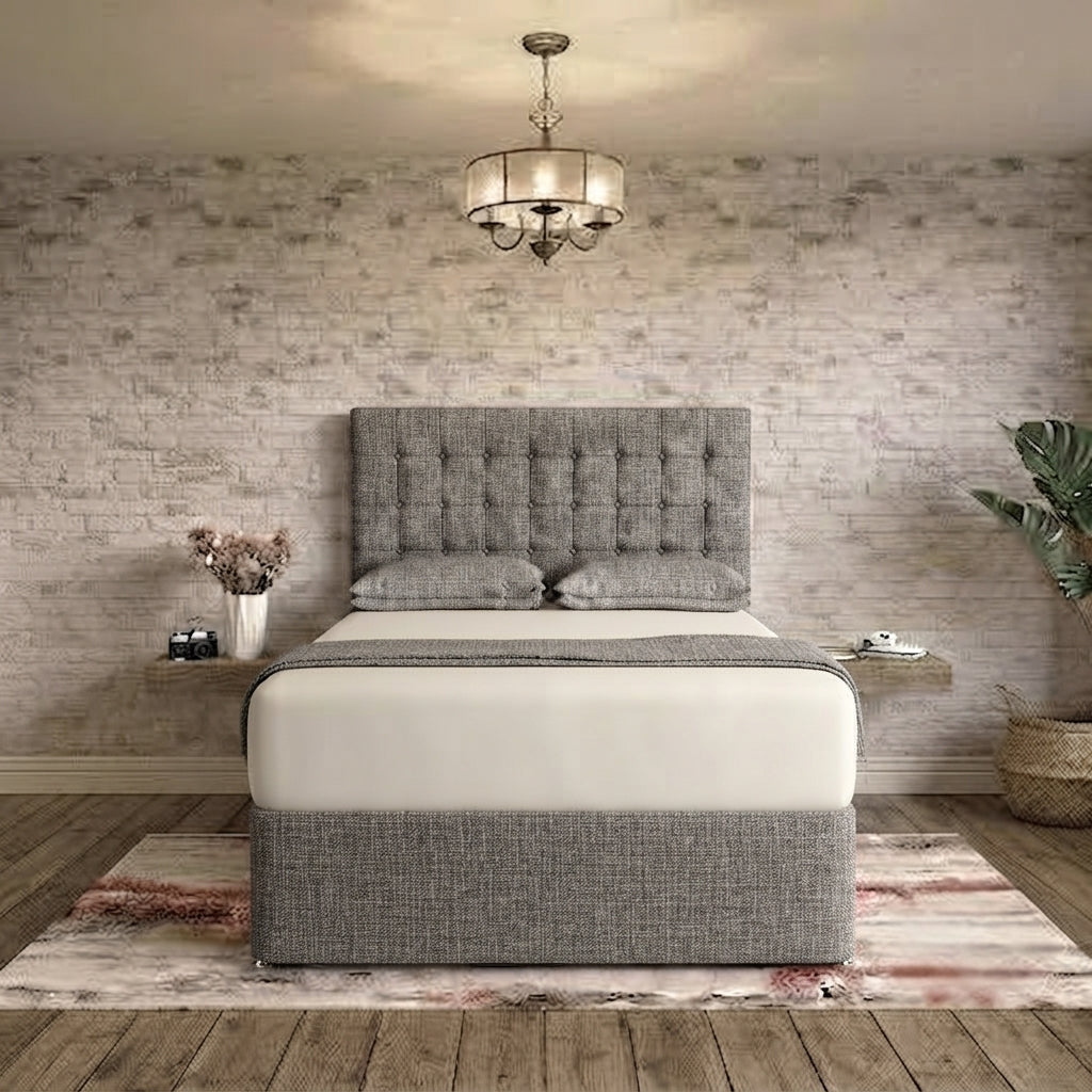 Cube Divan Bed - Graphite Linen