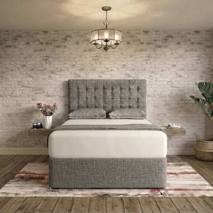 Cube Divan Bed - Graphite Linen
