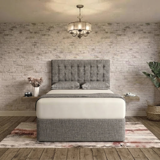 Cube Divan Bed - Graphite Linen