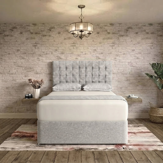 Cube Divan Bed - Grey Chenille