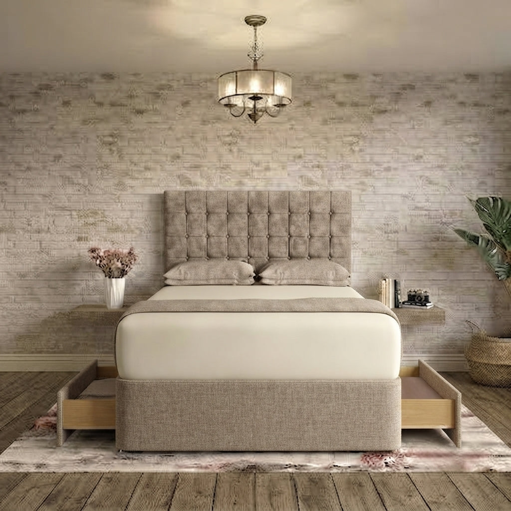 Cube Divan Bed - Latte Wool