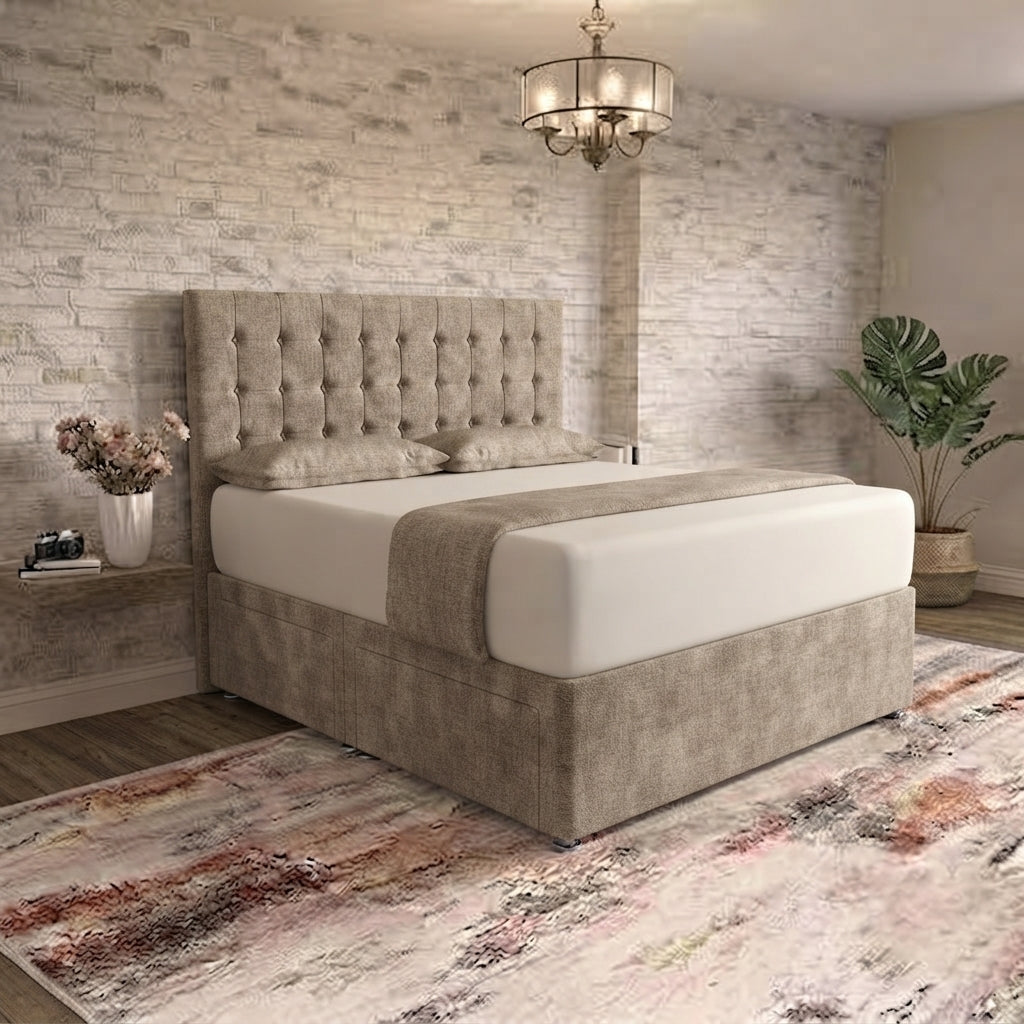 Cube Divan Bed - Latte Wool