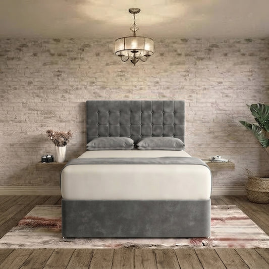 Cube Divan Bed - Pewter Wool