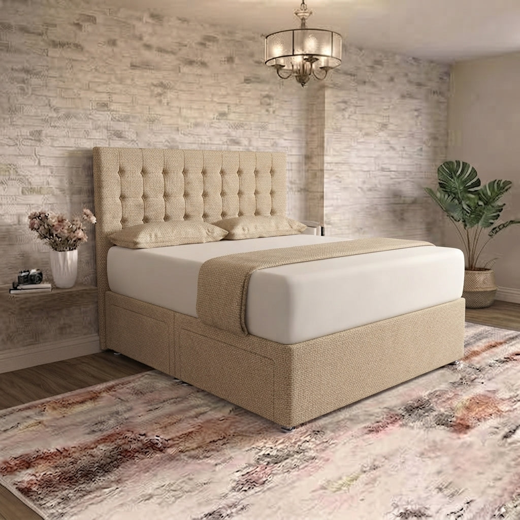 Cube Divan Bed - Putty Linen