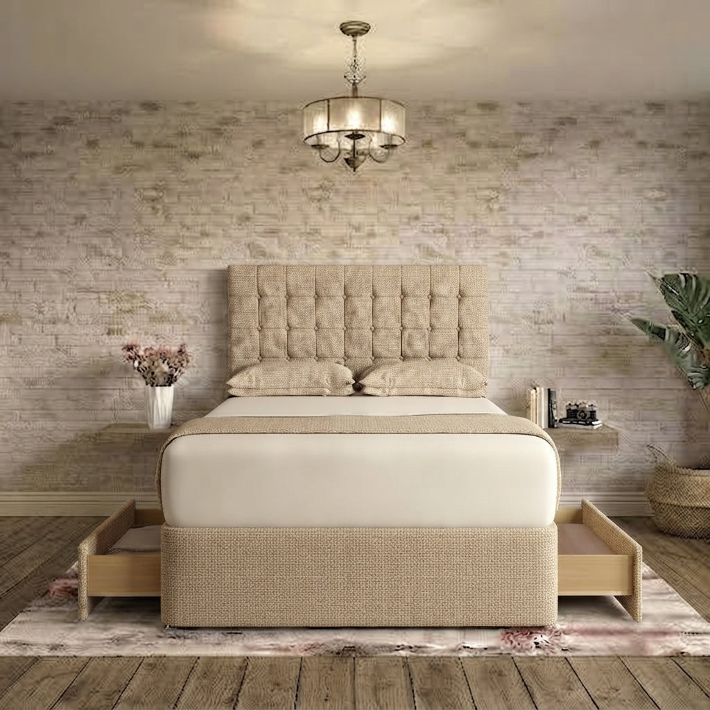 Cube Divan Bed - Putty Linen