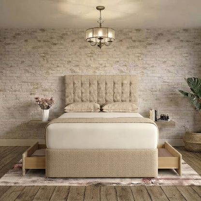 Cube Divan Bed - Putty Linen
