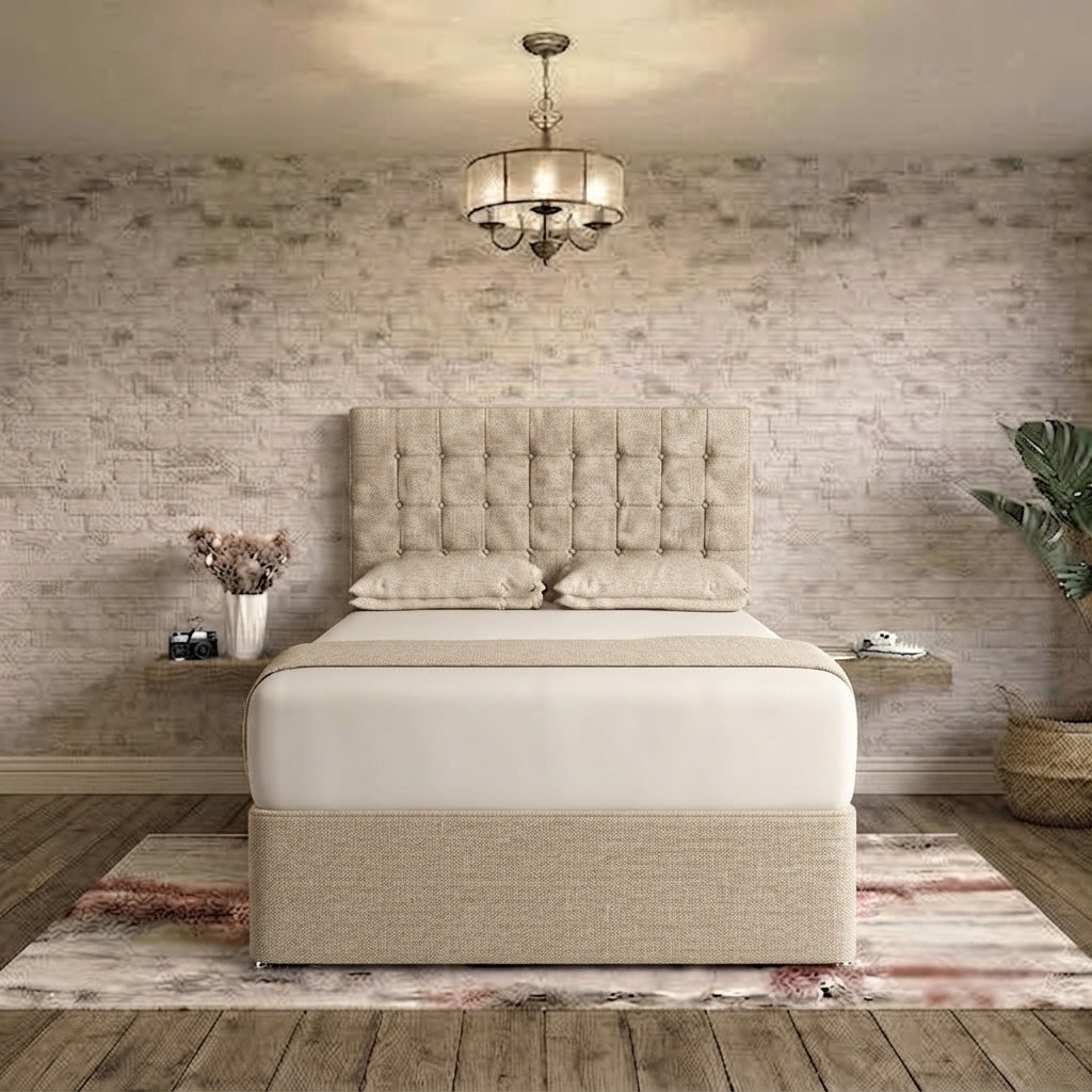 Cube Divan Bed - Putty Linen