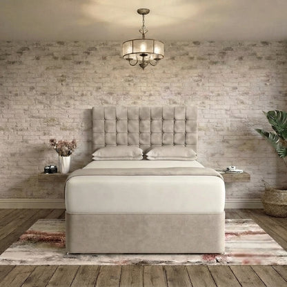 Cube Divan Bed - Putty Plush Velvet