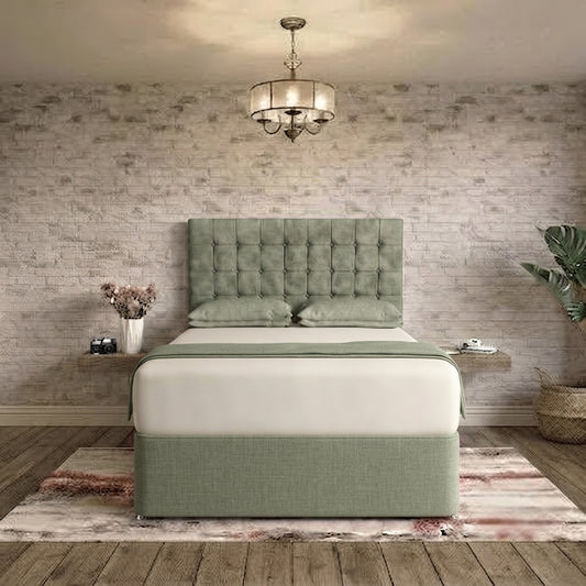 Cube Divan Bed - Sage Linen