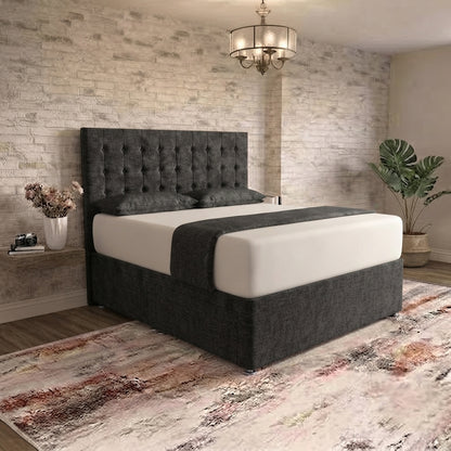 Cube Divan Bed - Silver Naples