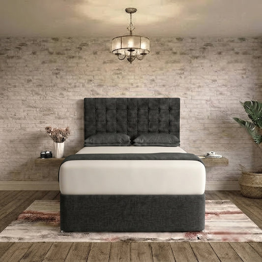 Cube Divan Bed - Silver Naples