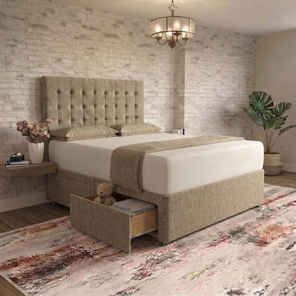 Cube Divan Bed - Wheat Linen