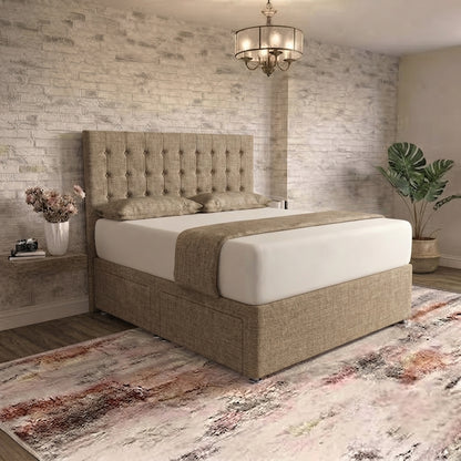 Cube Divan Bed - Wheat Linen