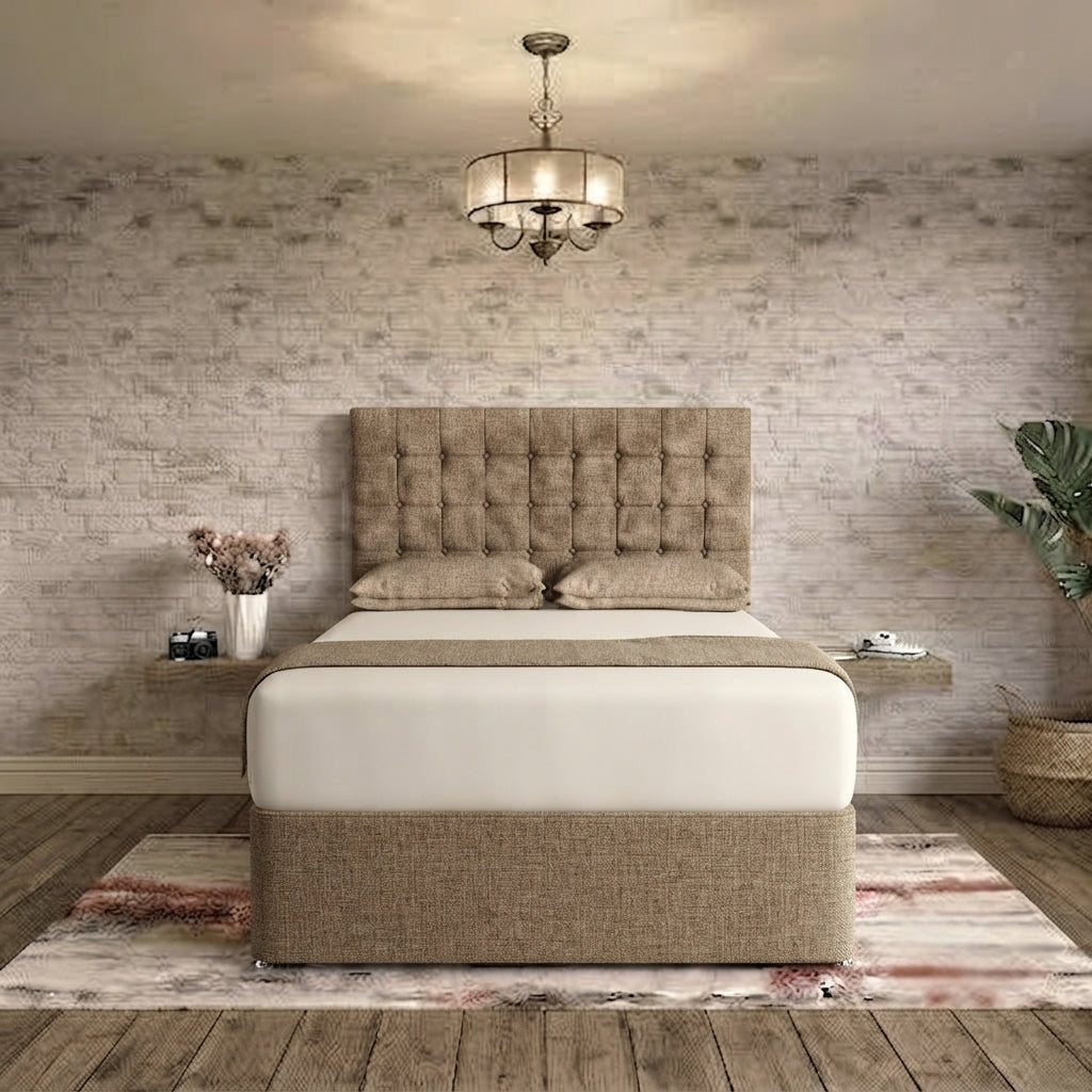 Cube Divan Bed - Wheat Linen
