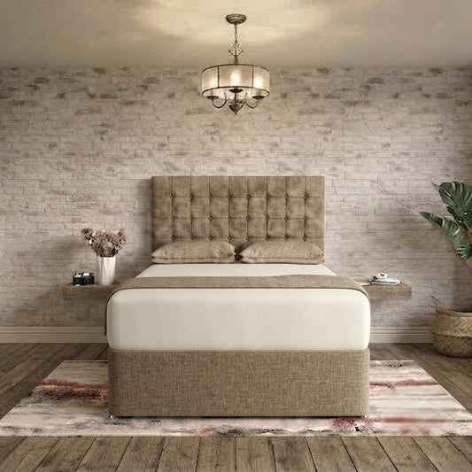 Cube Divan Bed - Wheat Linen