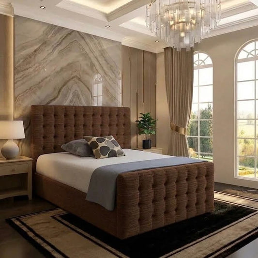 Cube Upholstered Ottoman Bed - Brown Chenille
