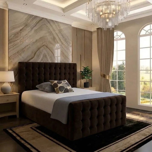 Cube Upholstered Ottoman Bed - Brown Naples