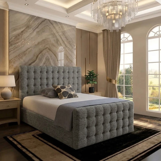 Cube Upholstered Ottoman Bed - Charcoal Chenille