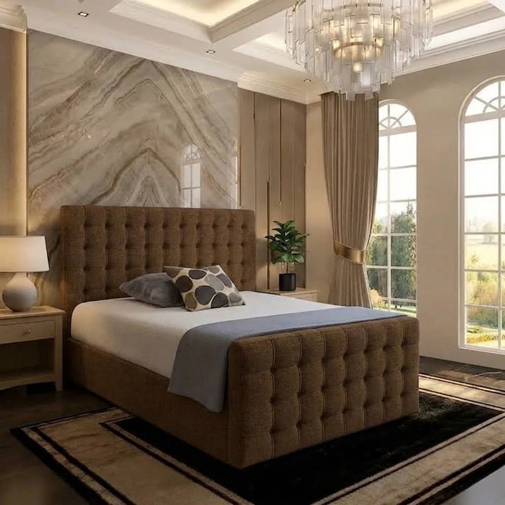 Cube Upholstered Ottoman Bed - Chocolate Plush Velvet