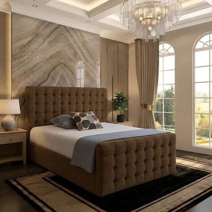 Cube Upholstered Ottoman Bed - Chocolate Plush Velvet