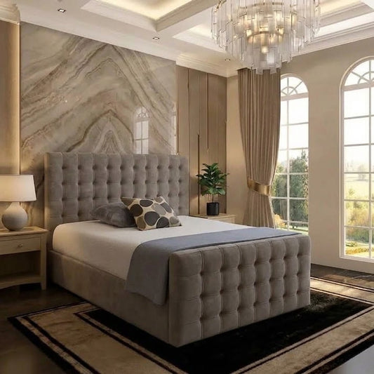 Cube Upholstered Ottoman Bed - Clay Wool
