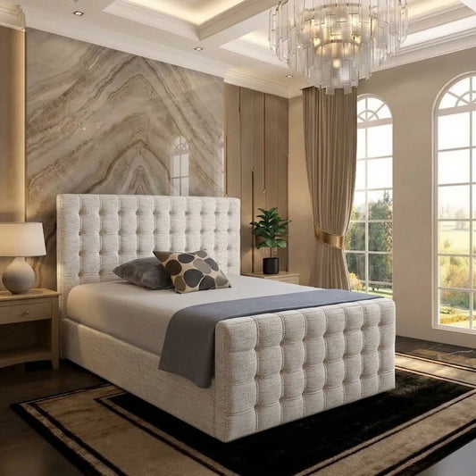 Cube Upholstered Ottoman Bed - Grey Chenille