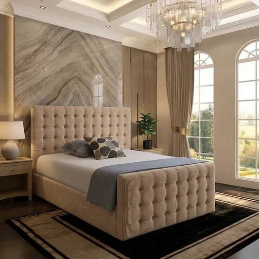 Cube Upholstered Ottoman Bed - Mink Chenille