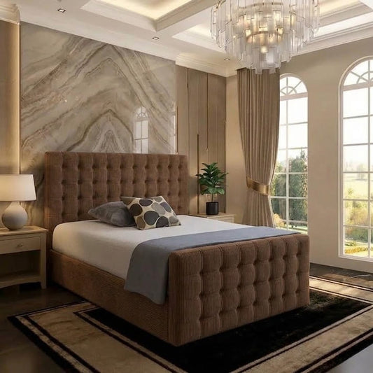 Cube Upholstered Ottoman Bed - Mink Naples