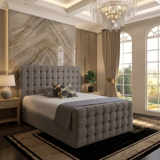 Cube Upholstered Ottoman Bed - Pewter Wool