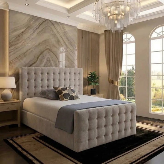 Cube Upholstered Ottoman Bed - Putty Plush Velvet