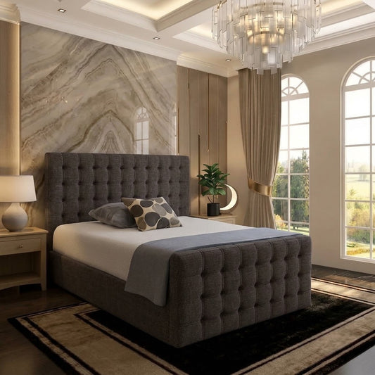 Cube Upholstered Ottoman Bed - Silver Naples
