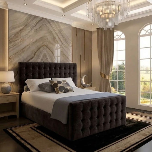 Cube Upholstered Ottoman Bed - Slate Grey Naples