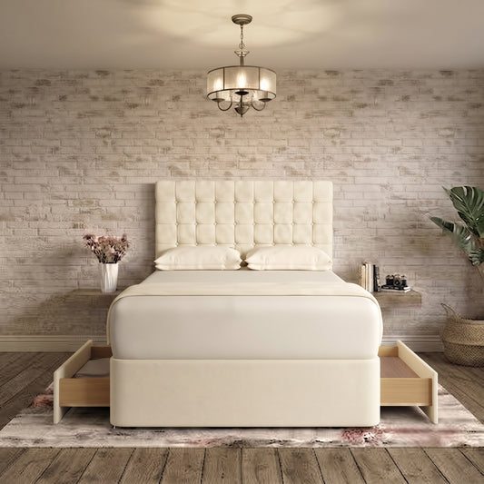 Cube Divan Bed - Cream Naples