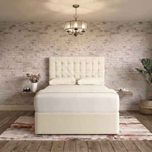 Cube Divan Bed - Cream Naples