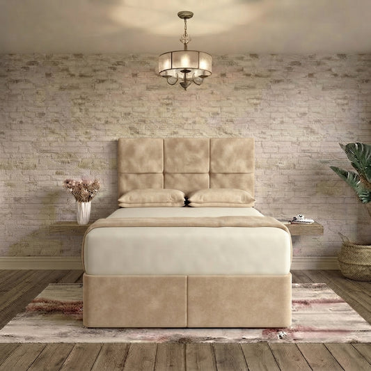 Delta Divan Bed - Beige Plush Velvet