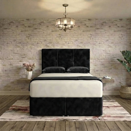 Delta Divan Bed - Black Plush Velvet