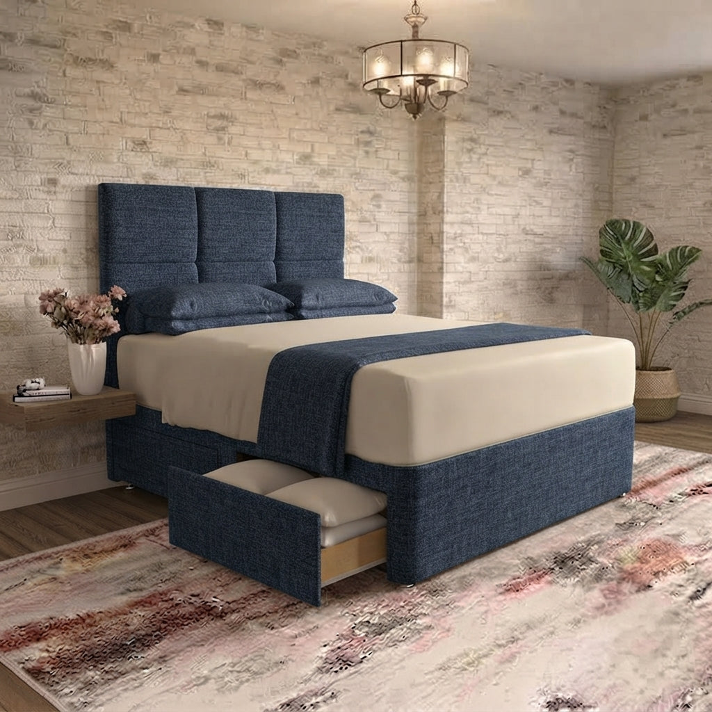 Delta Divan Bed - Blue Chenille