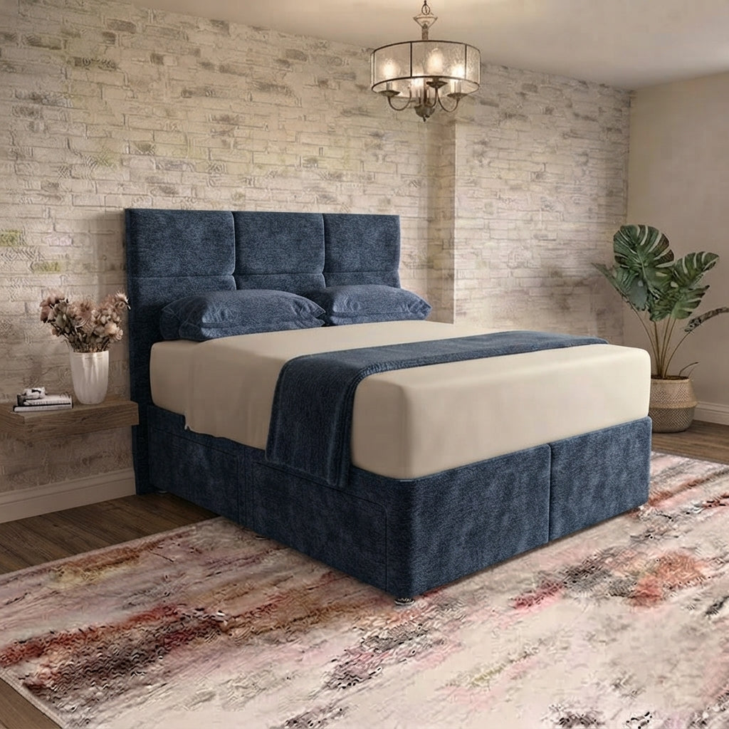Delta Divan Bed - Blue Chenille
