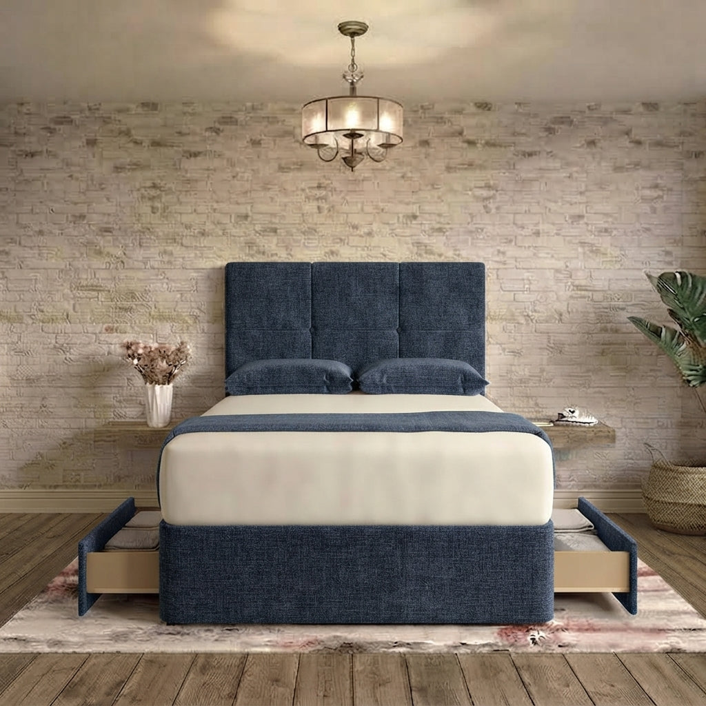 Delta Divan Bed - Blue Chenille