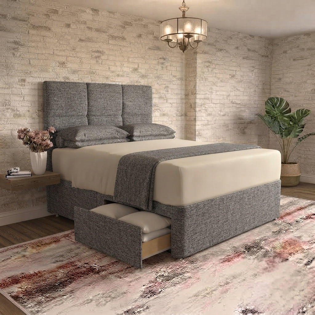 Delta Divan Bed - Charcoal Chenille
