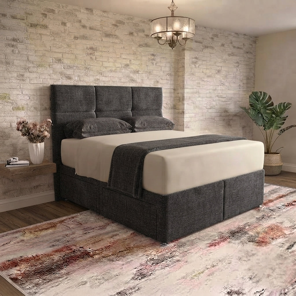Delta Divan Bed - Charcoal Linen
