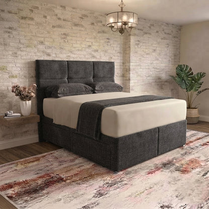 Delta Divan Bed - Charcoal Linen
