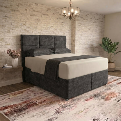 Delta Divan Bed - Charcoal Plush Velvet