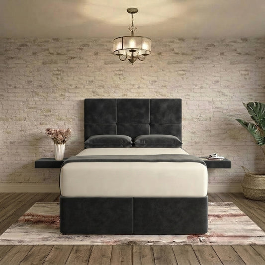 Delta Divan Bed - Charcoal Plush Velvet