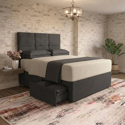 Delta Divan Bed - Charcoal Plush Velvet