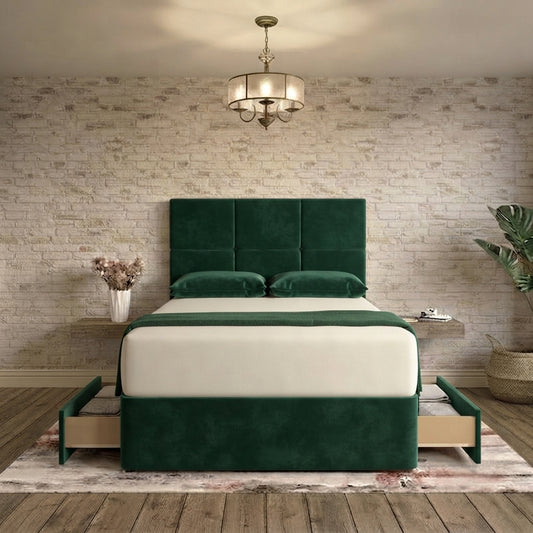 Delta Divan Bed - Green Plush Velvet