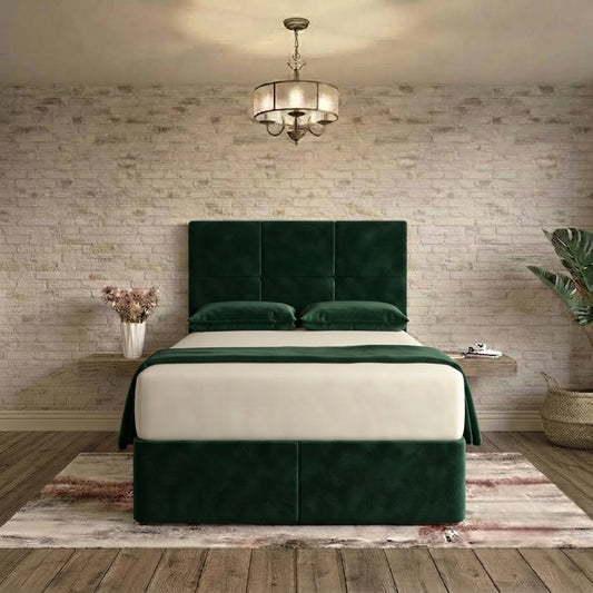 Delta Divan Bed - Green Plush Velvet