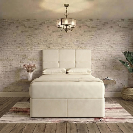 Delta Divan Bed - Ivory Plush Velvet