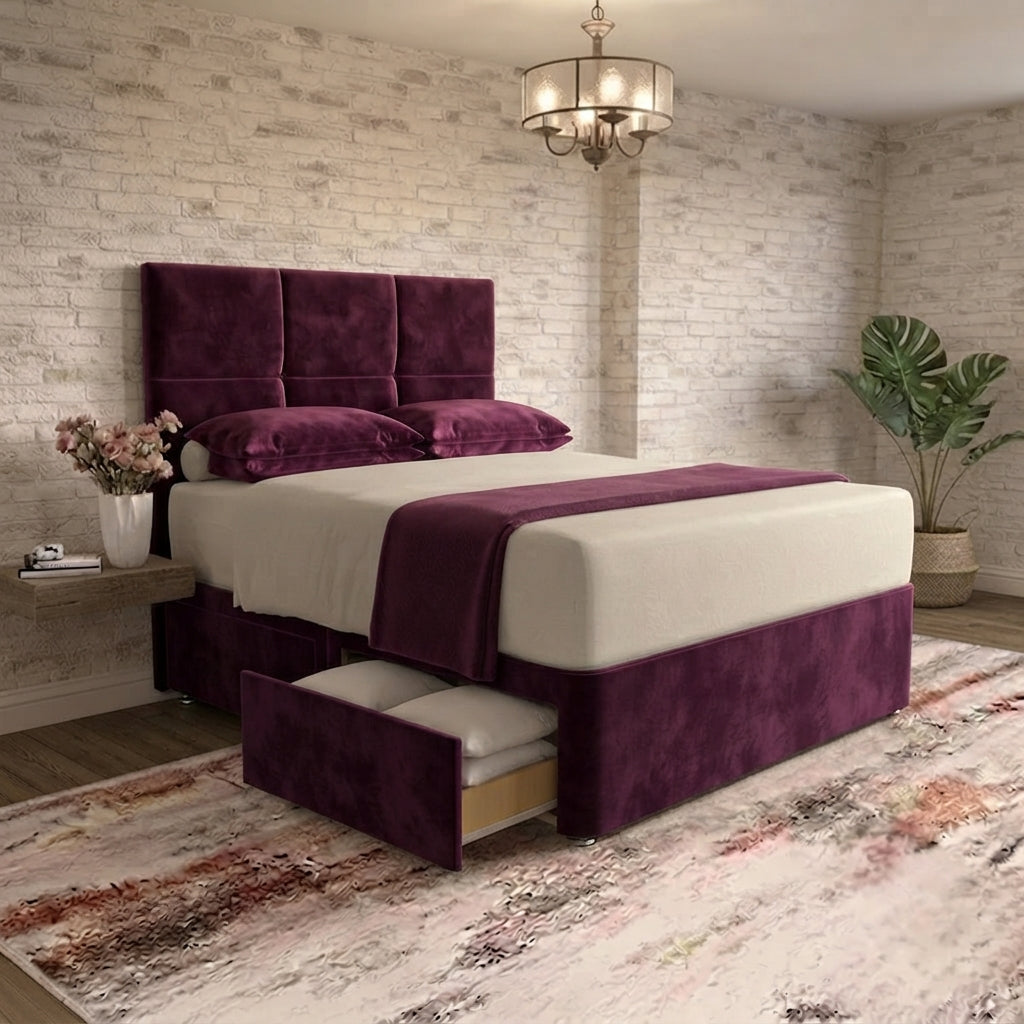 Delta Divan Bed - Purple Plush Velvet
